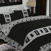Duvet Covers, black duvet covers, black pattren duvet covers, single duvet covers, double duvet covers, king size duvet covers, microfiber duvet covers sets, Microfiber bedding sets, 4Pcs Duvet Covers set,